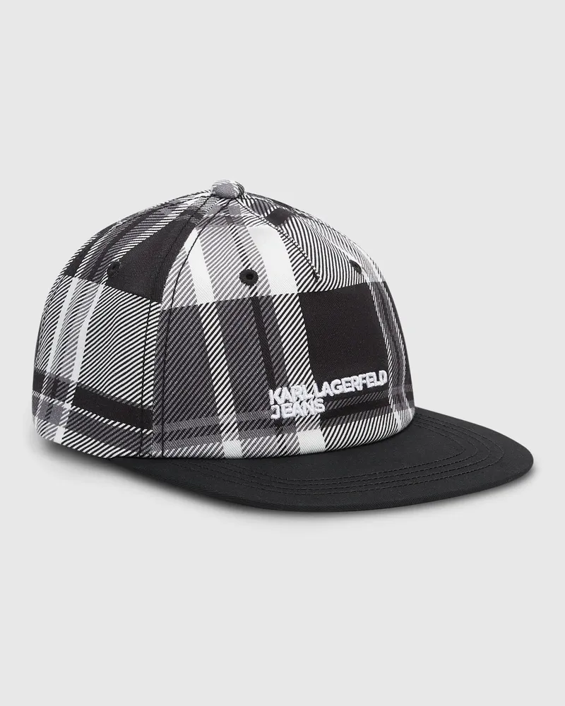 Karl Lagerfeld Kariertes Cap Mit Flachem Schirm, Male, Black-check, Size Multicoloured