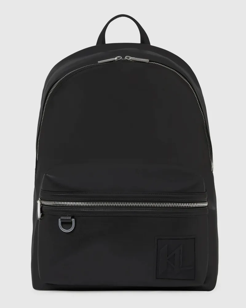 Karl Lagerfeld Rucksack Mit Monogramm-aufnäher, Herren, Schwarz, Größe Schwarz