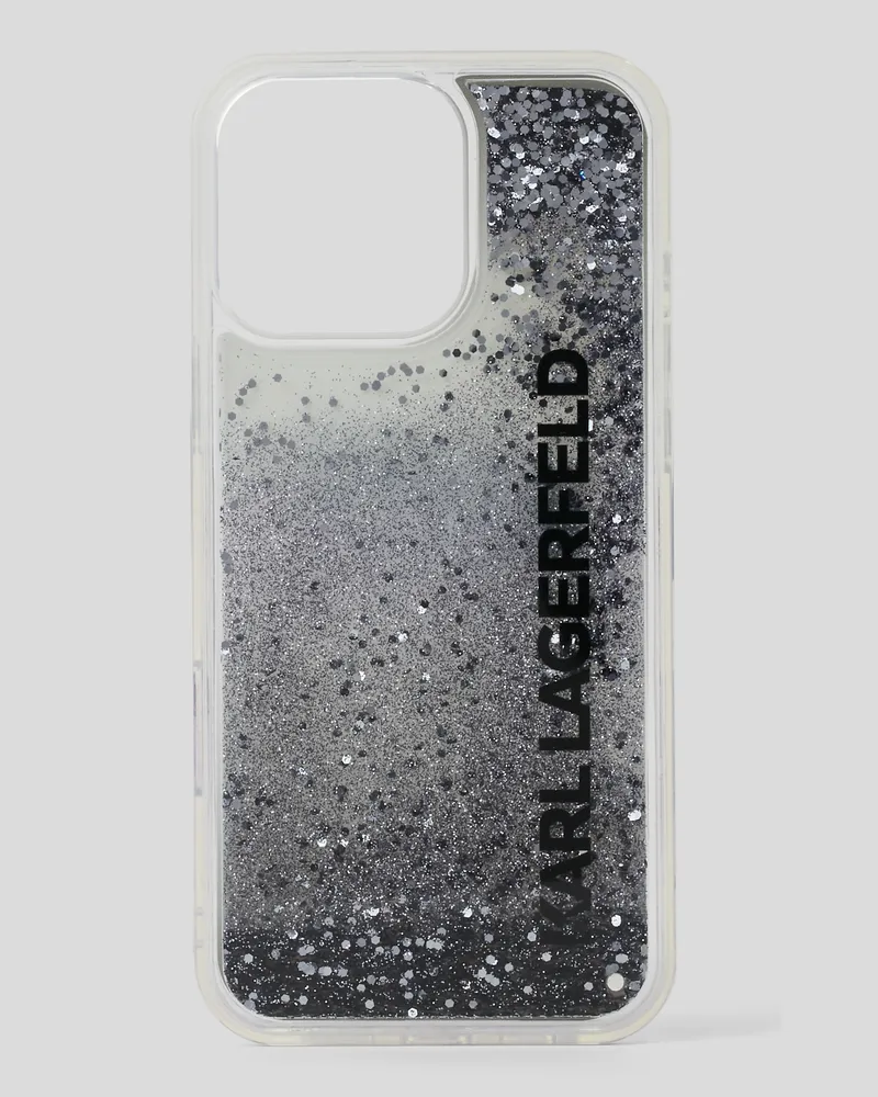 Karl Lagerfeld Glitzernde Schutzhülle Für Iphone 16 pro max Mit Logo, Frau, Schwarz, Größe Schwarz
