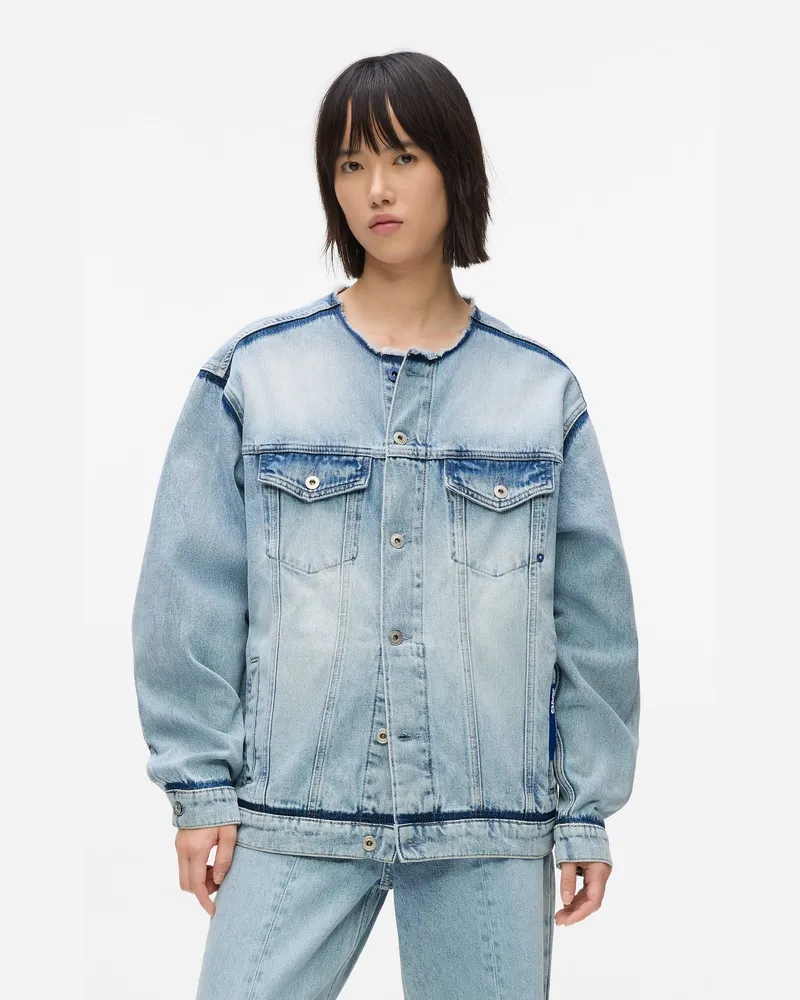 Karl Lagerfeld Kragenlose Jeansjacke, Damen, Visual Hellblau, Größe Visual