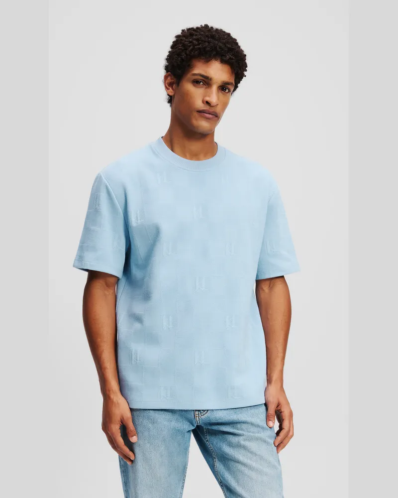 Karl Lagerfeld Monogram Karo-t-shirt, Mann, Weiches Chambray, Größe Weiches