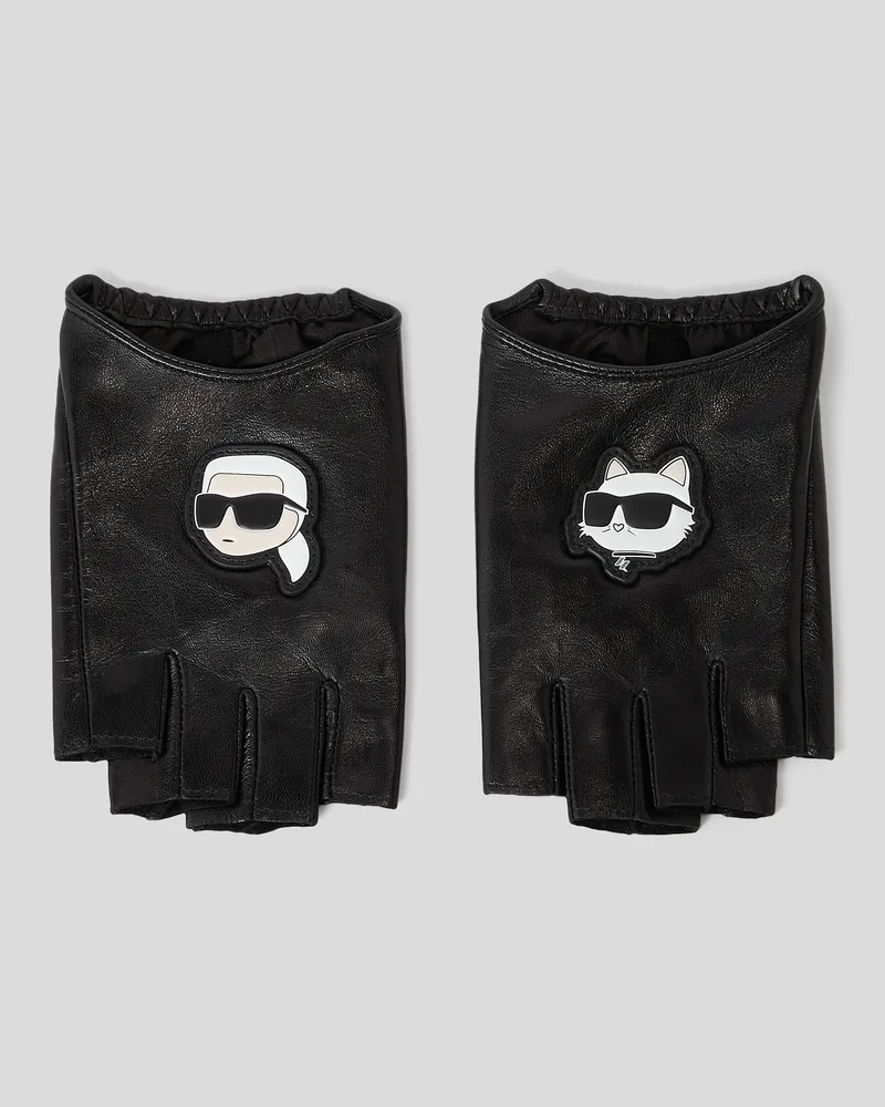 Karl Lagerfeld K/ikonik  fingerlose Handschuhe, Frau, Schwarz Schwarz