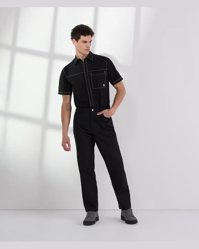 Karl Lagerfeld Hose Mit Kontrastnähten, Mann, Schwarz, Größe Schwarz