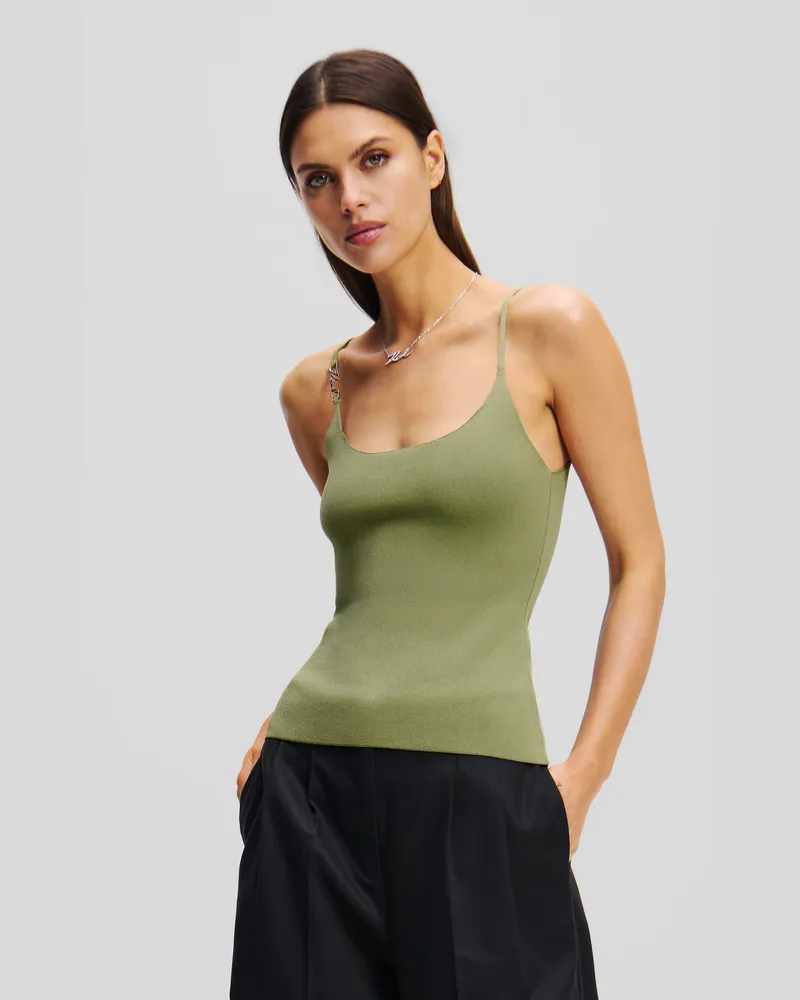 Karl Lagerfeld Strick-tanktop, Frau, Ölgrün, Größe Ölgrün