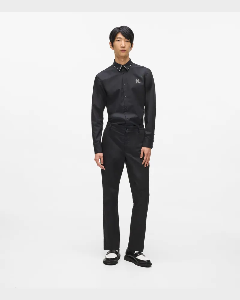 Karl Lagerfeld Klassische Chino-hosen, Male, Schwarz, Size Black