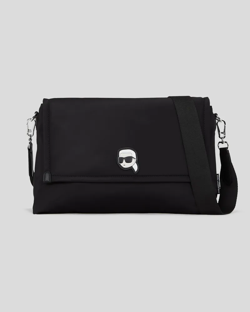 Karl Lagerfeld Ikon Grosse Umhängetasche Aus Nylon, Frau, Schwarz, Größe Schwarz