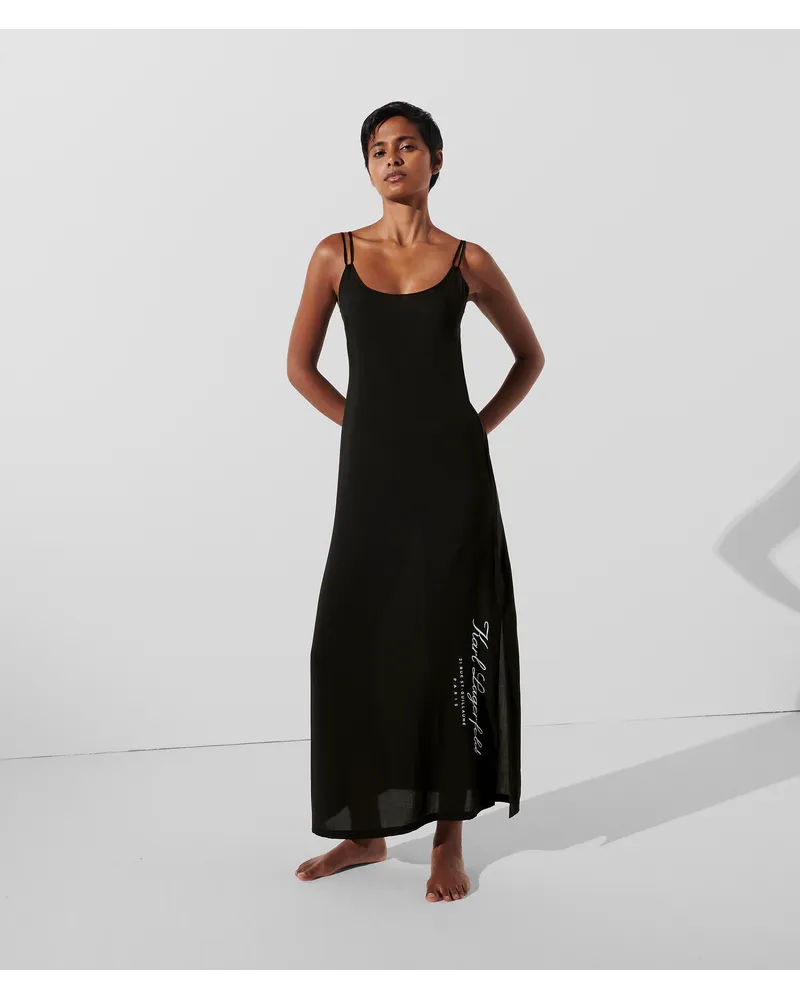 Karl Lagerfeld Hotel karl-maxi-strandkleid, Frau, Schwarz Schwarz