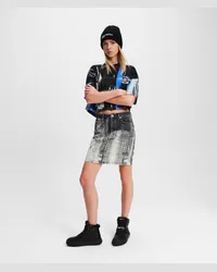 Karl Lagerfeld Klj minirock mit Tokio-print, Frau, Rinsed Wash Schwarz Rinsed