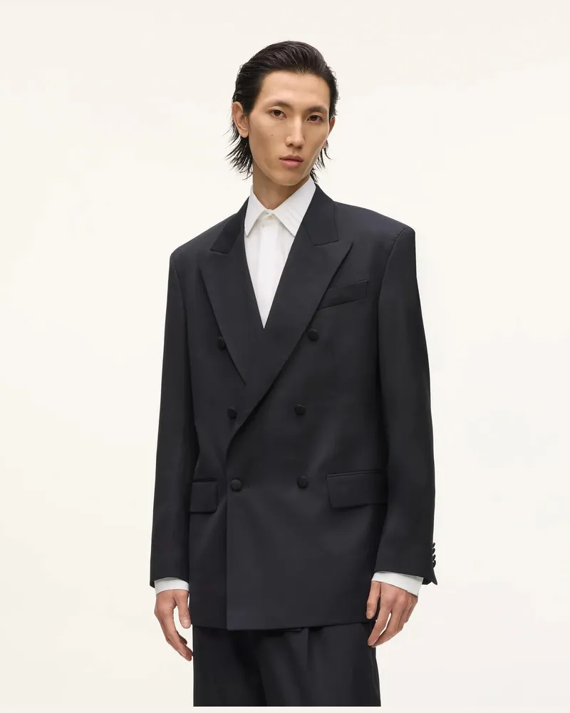 Karl Lagerfeld Kl Studio Zweireihiger Blazer, Herren, Schwarz, Größe Schwarz