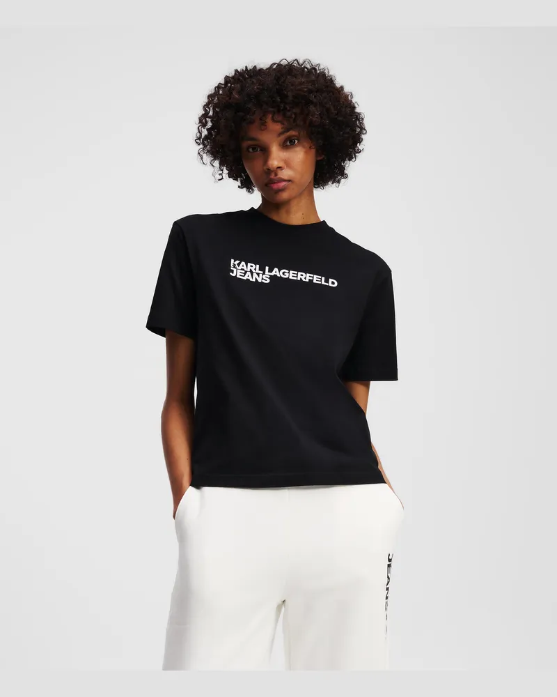Karl Lagerfeld T-shirt Mit Logo, Damen, Schwarz, Größe Schwarz