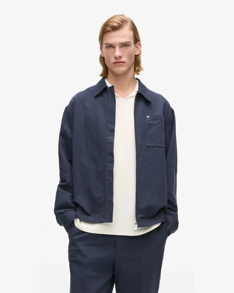 Karl Lagerfeld Leinenjacke Mit Reißverschluss, Herren, Peacoat, Größe Peacoat