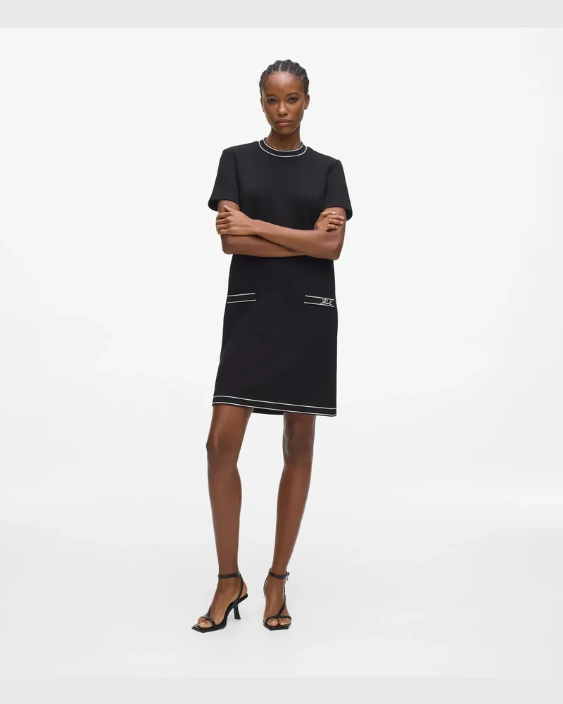 Karl Lagerfeld T-shirt-kleid Mit Paspelierung, Damen, Schwarz, Größe Schwarz