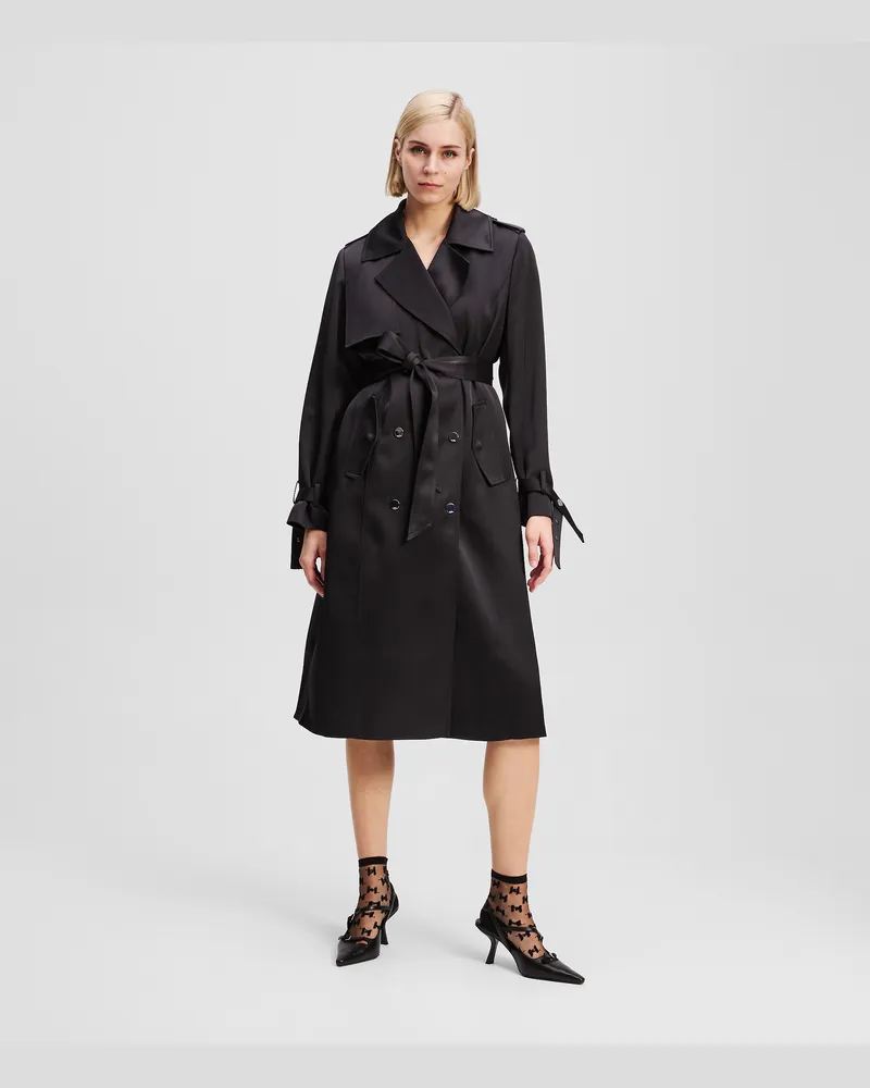 Karl Lagerfeld Fliessender Trenchcoat, Frau, Schwarz, Größe Schwarz
