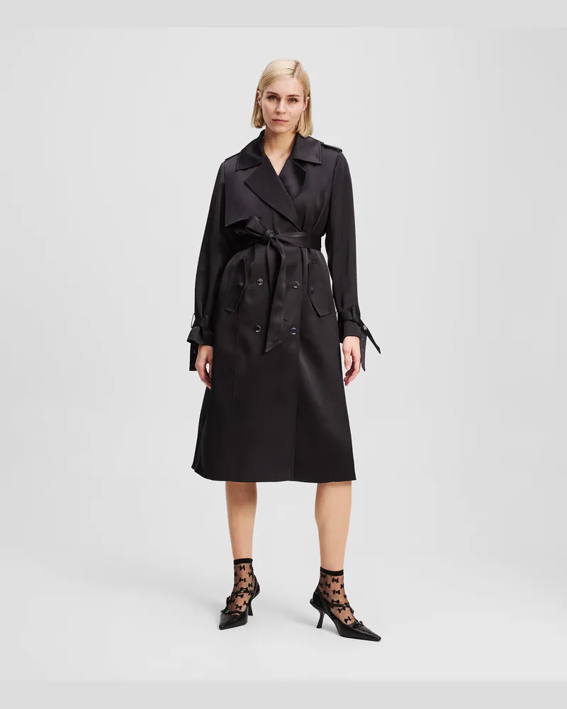 Karl Lagerfeld Fliessender Trenchcoat, Damen, Schwarz, Größe Schwarz