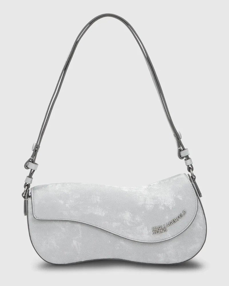 Karl Lagerfeld Schultertasche Mit Wellenstruktur, Female, Peachy Silver, Size Silver