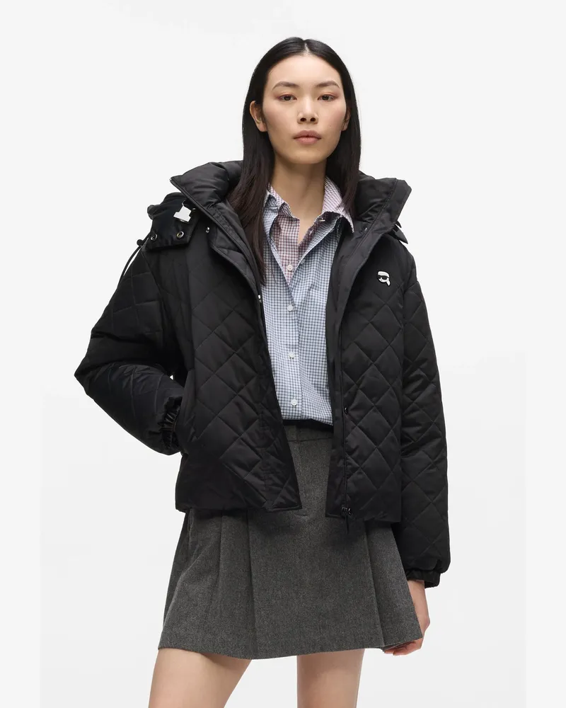 Karl Lagerfeld Ikon Gesteppte Daunenjacke, Female, Schwarz, Size Black