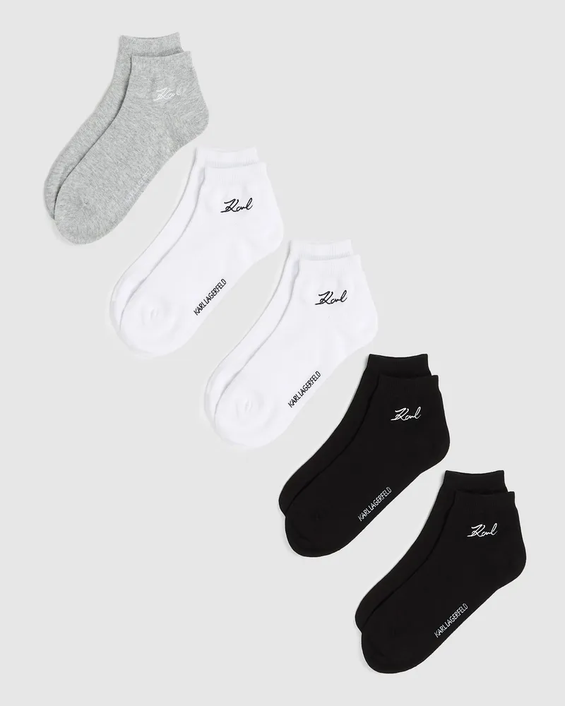 Karl Lagerfeld Signature- Kurze Socken – 5er-pack, Female, Schwarz/weiss/grau, Size Multicoloured