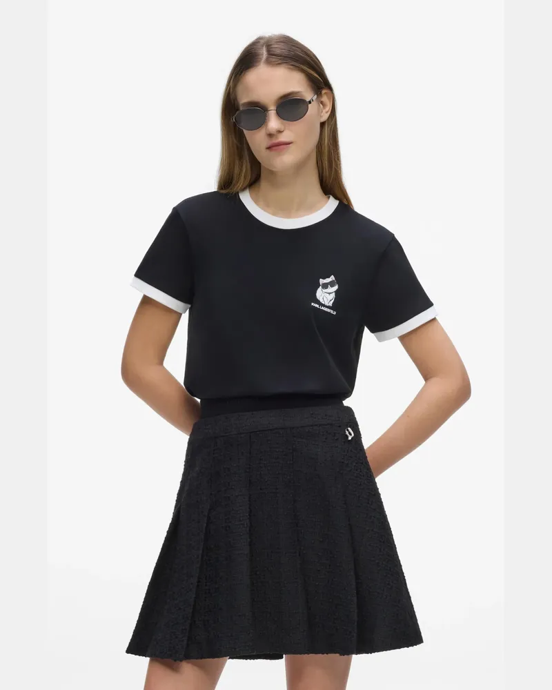Karl Lagerfeld Ikon Choupette Slim Fit T-shirt, Damen, Schwarz, Größe Schwarz