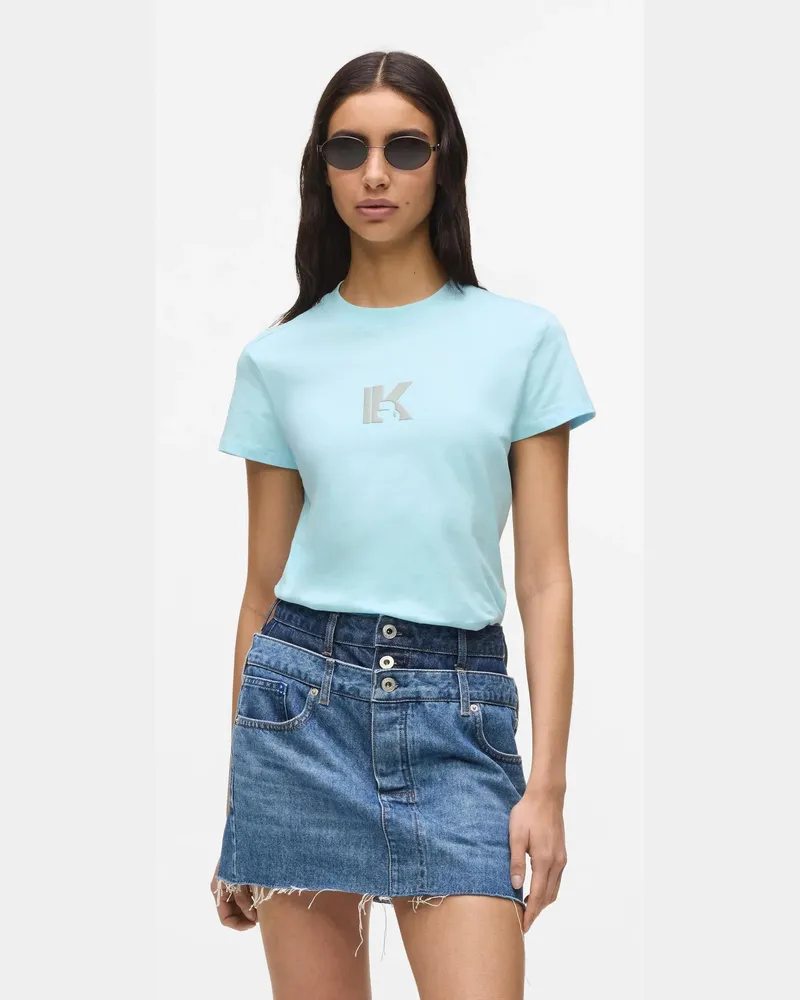 Karl Lagerfeld Schmal Geschnittenes T-shirt Mit K-logo, Damen, Nadelstreifen, Größe Nadelstreifen