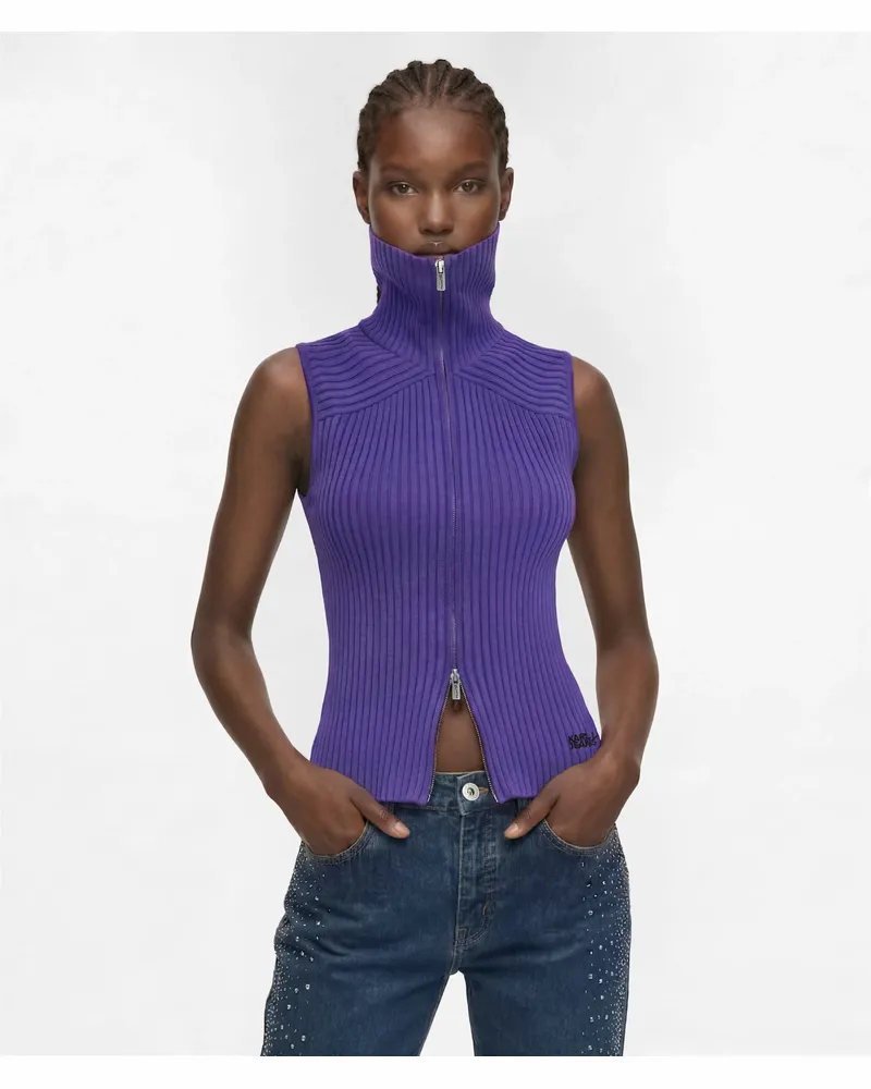 Karl Lagerfeld Weste Aus Gestricktem Material Mit Reißverschluss, Female, Prism Violet, Size Purple