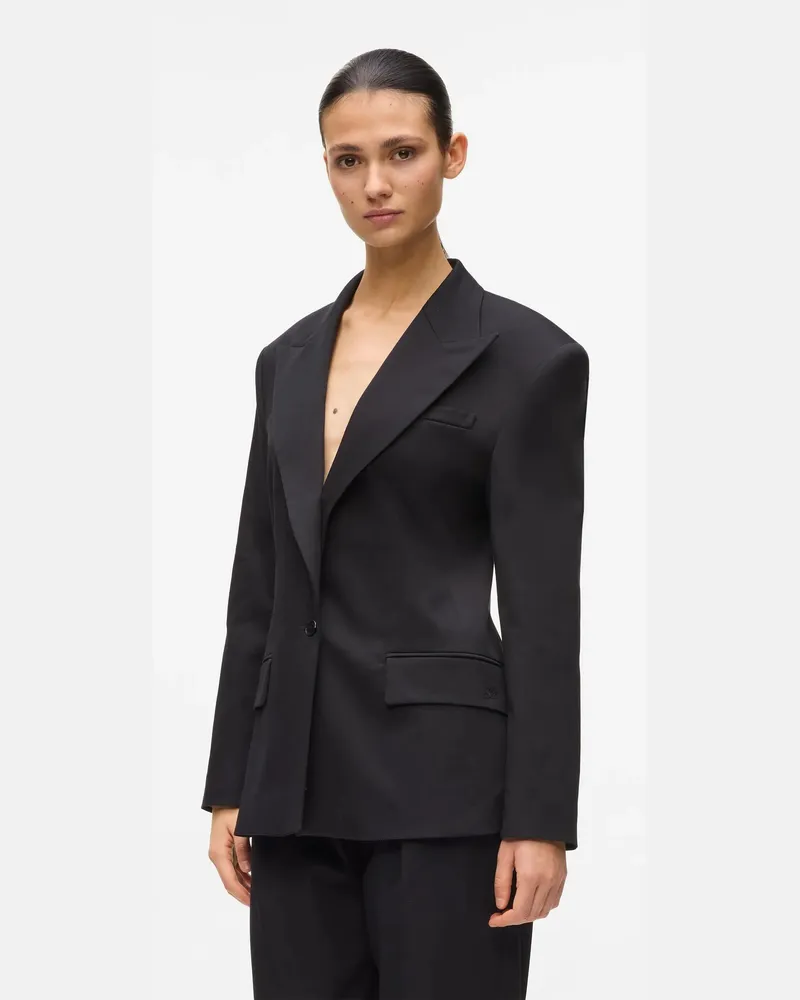 Karl Lagerfeld Kl X Amber Valletta Strukturierter Blazer, Damen, Schwarz, Größe Schwarz