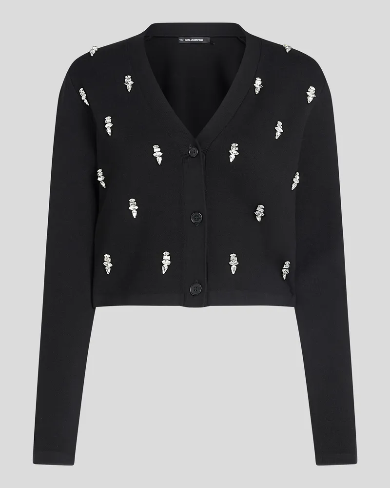 Karl Lagerfeld Cardigan Mit Strass, Frau, Schwarz, Größe Schwarz