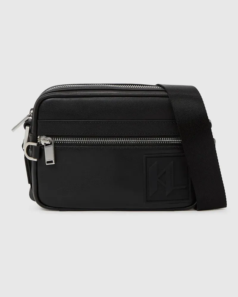 Karl Lagerfeld Kameratasche Mit Monogramm-aufnäher, Herren, Schwarz, Größe Schwarz