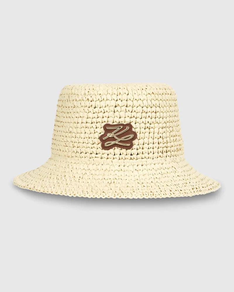 Karl Lagerfeld K/autograph Gehäkelter Bucket Hat, Female, Natur, Size Beige