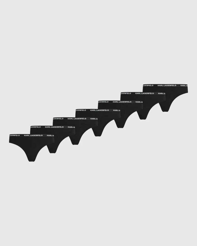 Karl Lagerfeld Logo-tanga Mit Multiband-design - 7er Pack, Damen, Schwarz, Größe Schwarz