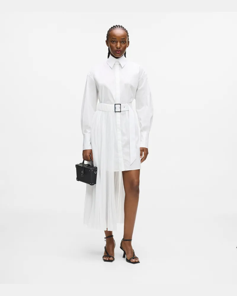 Karl Lagerfeld Hemdkleid Mit Plissiertem Einsatz, Damen, Weiss, Größe Weiss
