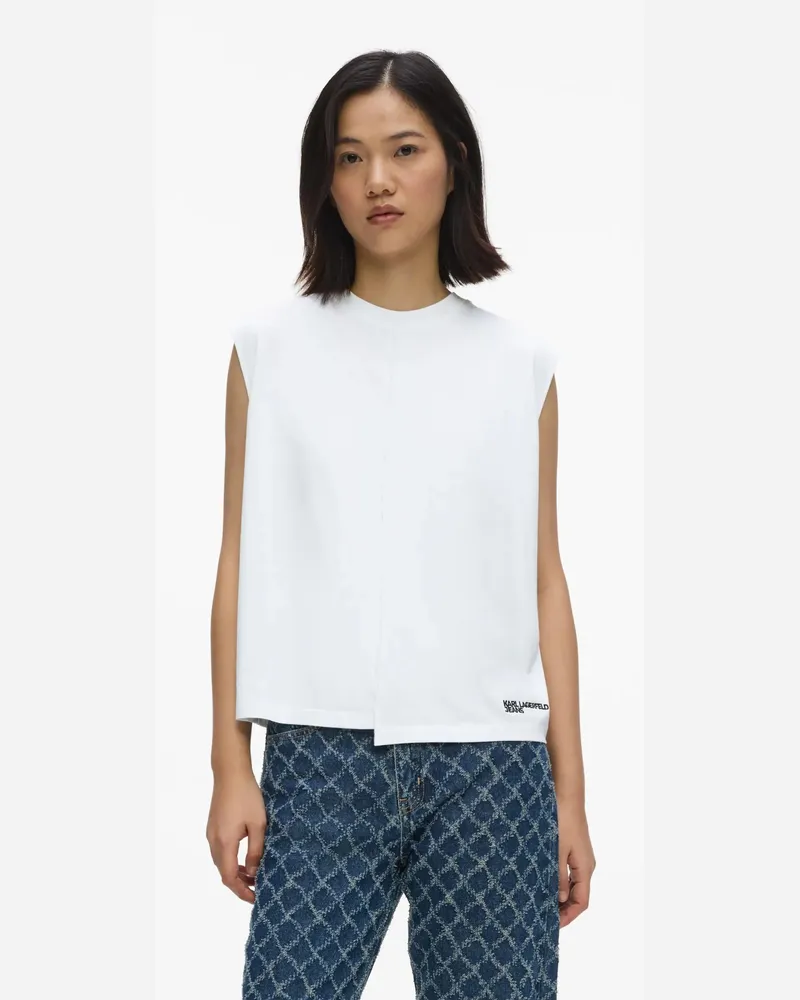 Karl Lagerfeld Tanktop Mit Ziernähten, Damen, Weiss, Größe Weiss