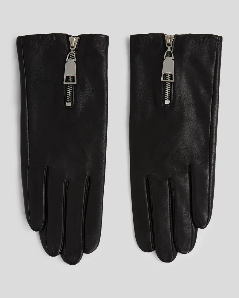 Karl Lagerfeld K/essential Handschuhe Mit Reissverschluss, Frau, Schwarz, Größe Schwarz