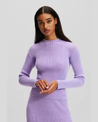 Karl Lagerfeld Lurex-pullover mit Stehkragen, Frau, Sweet Lavender/tiefviolett Sweet