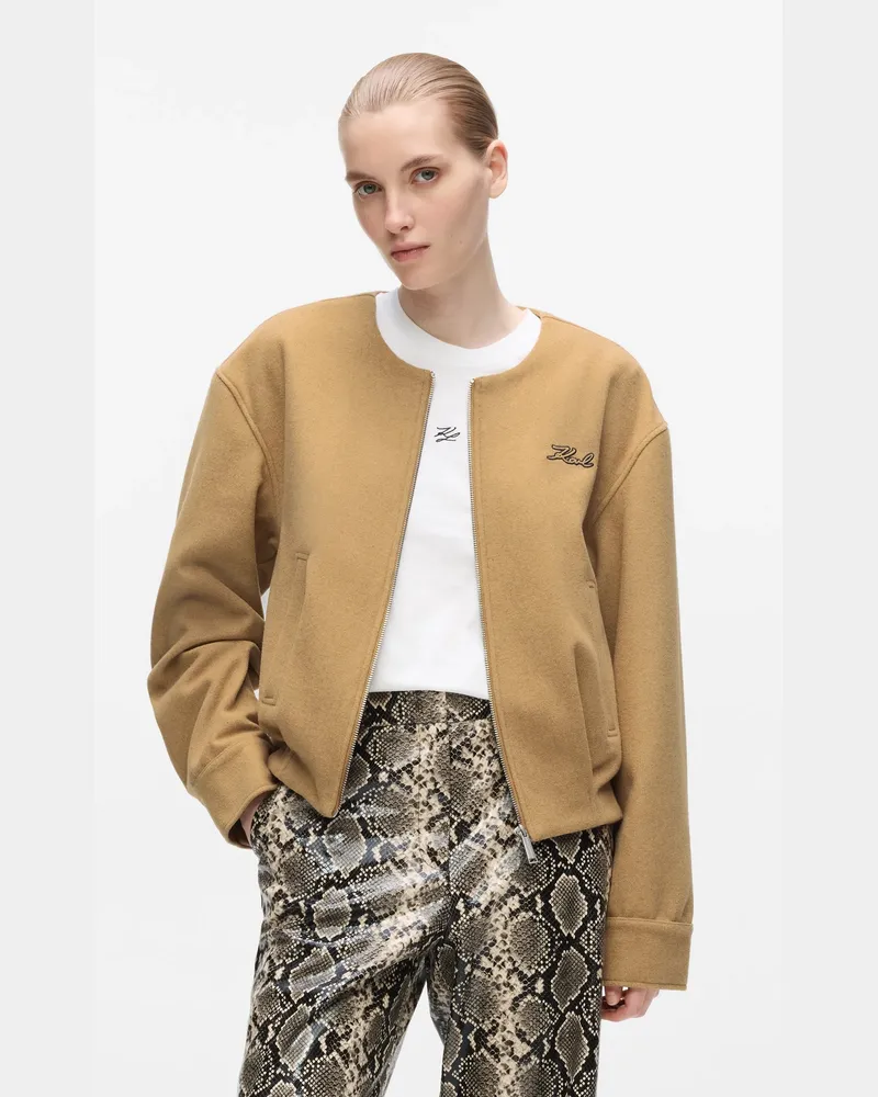 Karl Lagerfeld Après-ski Club Bomberjacke, Damen, Nougat Melange, Größe Nougat