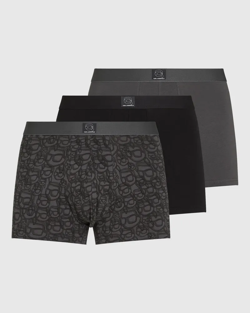 Karl Lagerfeld Boxershorts Ikon – 3er-pack, Herren, Ikon Print-grau-schwarz, Größe Ikon