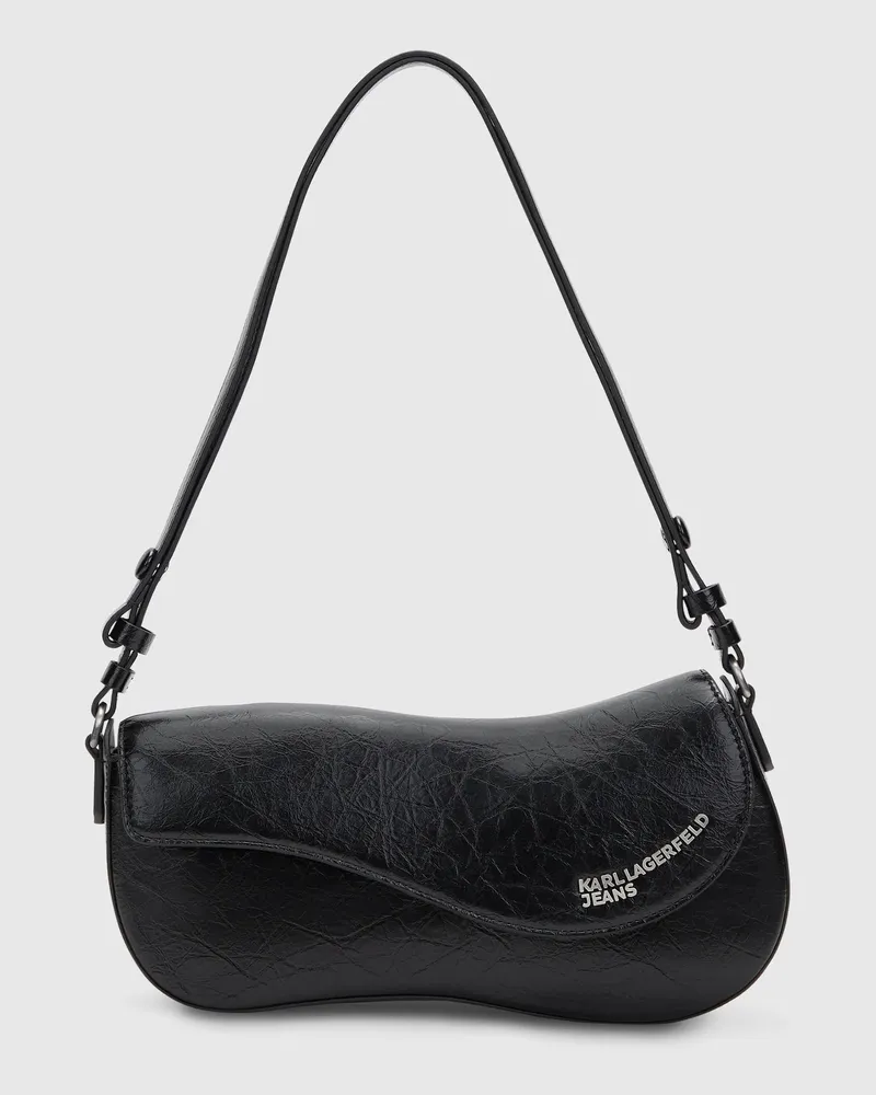 Karl Lagerfeld Schultertasche Mit Geknittertem Wellenmuster, Female, Schwarz, Size Black
