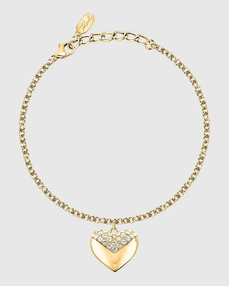 Karl Lagerfeld Armband Mit Goldenem Herzanhänger, Damen, Gold, Größe Gold