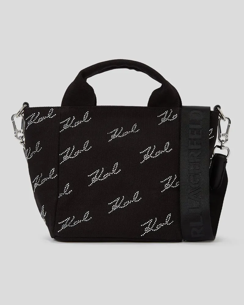 Karl Lagerfeld K/signature shopper mit Strass, Frau, Schwarz Schwarz