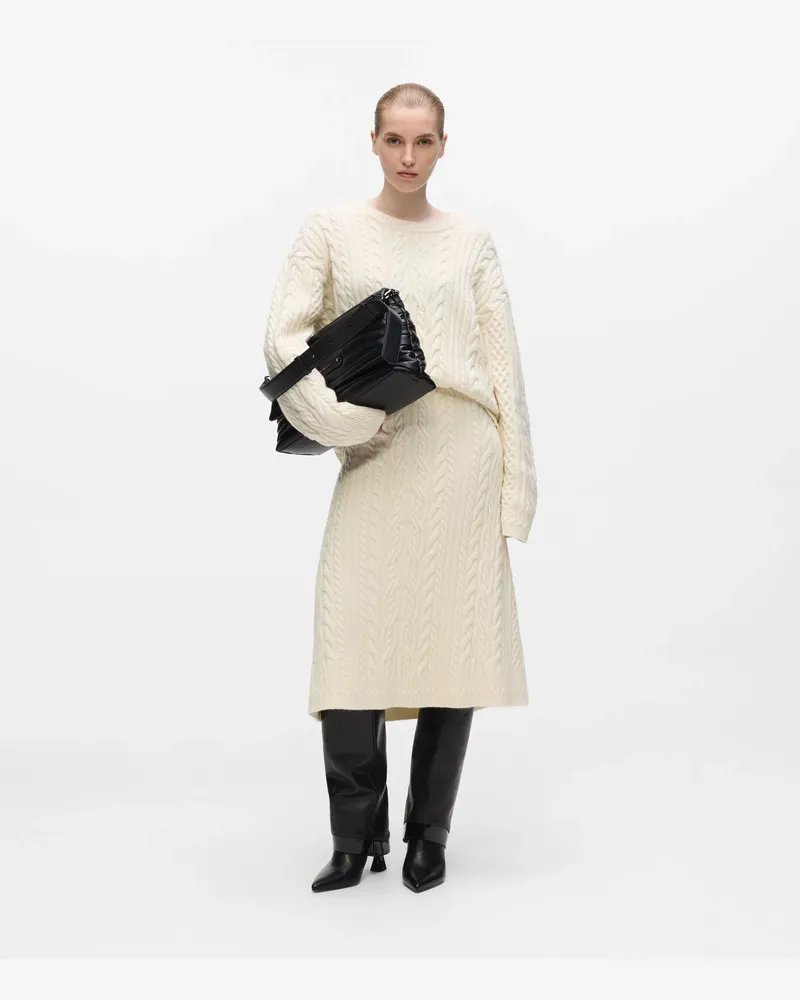 Karl Lagerfeld Strickrock Mit Zopfmuster Aus Wollmischung, Damen, Cannoli Creme, Größe Cannoli