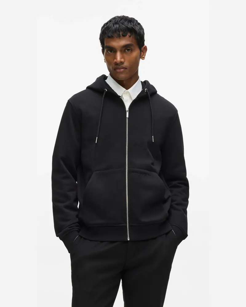 Karl Lagerfeld Kameo-sweatshirt Aus Bouclé Mit Reißverschluss, Herren, Schwarz, Größe Schwarz