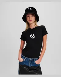 Karl Lagerfeld Klj monogram T-shirt, Frau, Schwarz Schwarz