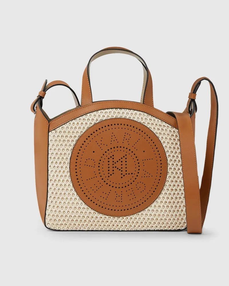Karl Lagerfeld K/circle Kleine Tote Bag Mit Netzstoff, Damen, Naturbraun, Größe Naturbraun