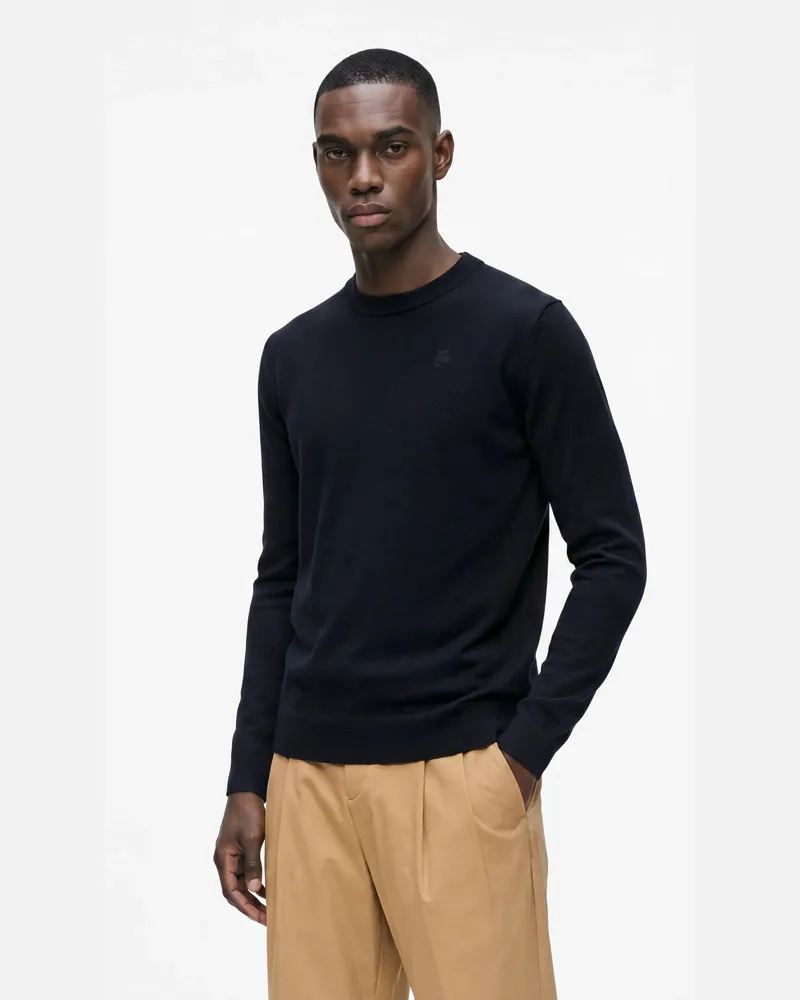 Karl Lagerfeld Pullover Mit Rundhalsausschnitt Aus Wolle, Male, Marineblau, Size Blue