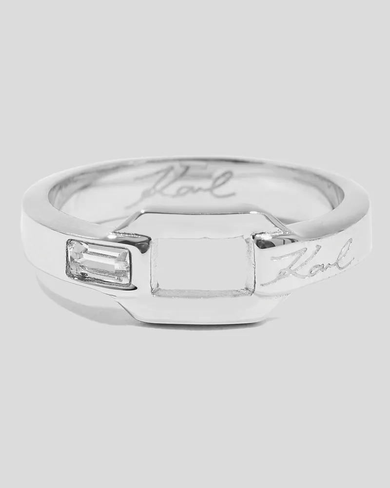 Karl Lagerfeld Signature Kettenglied-ring, Frau, Silver, Größe Silver