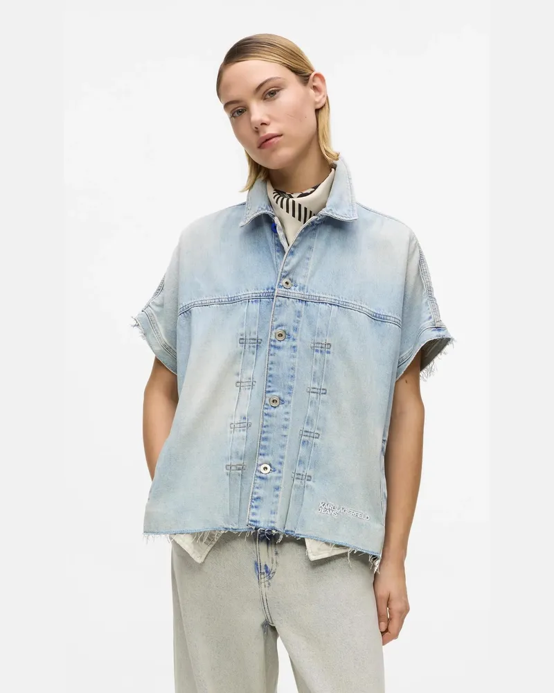 Karl Lagerfeld Kurzärmelige Jeansjacke, Damen, Sun Hellblau, Größe Sun