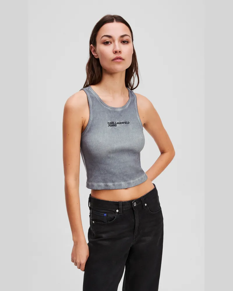 Karl Lagerfeld Geripptes Tanktop Mit Waschung, Frau, Monument, Größe Monument