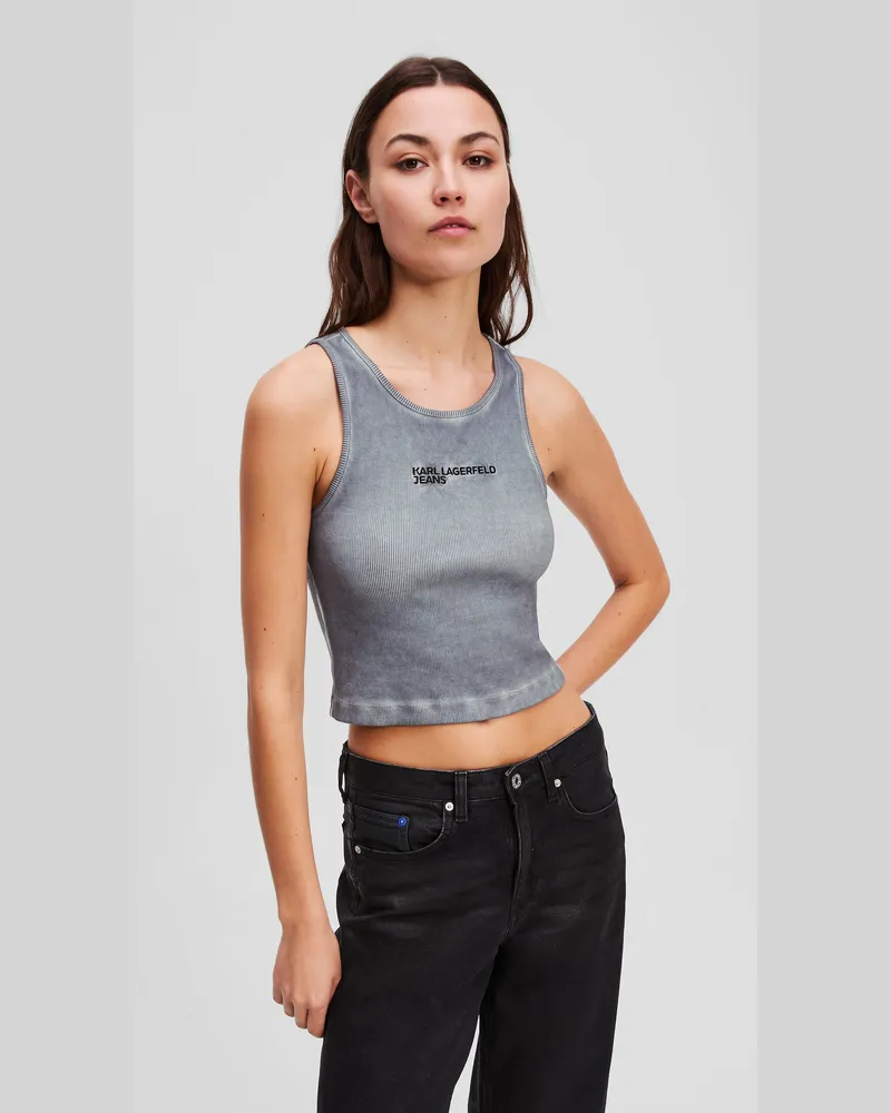 Karl Lagerfeld Geripptes Tanktop Mit Waschung, Damen, Monument, Größe Monument