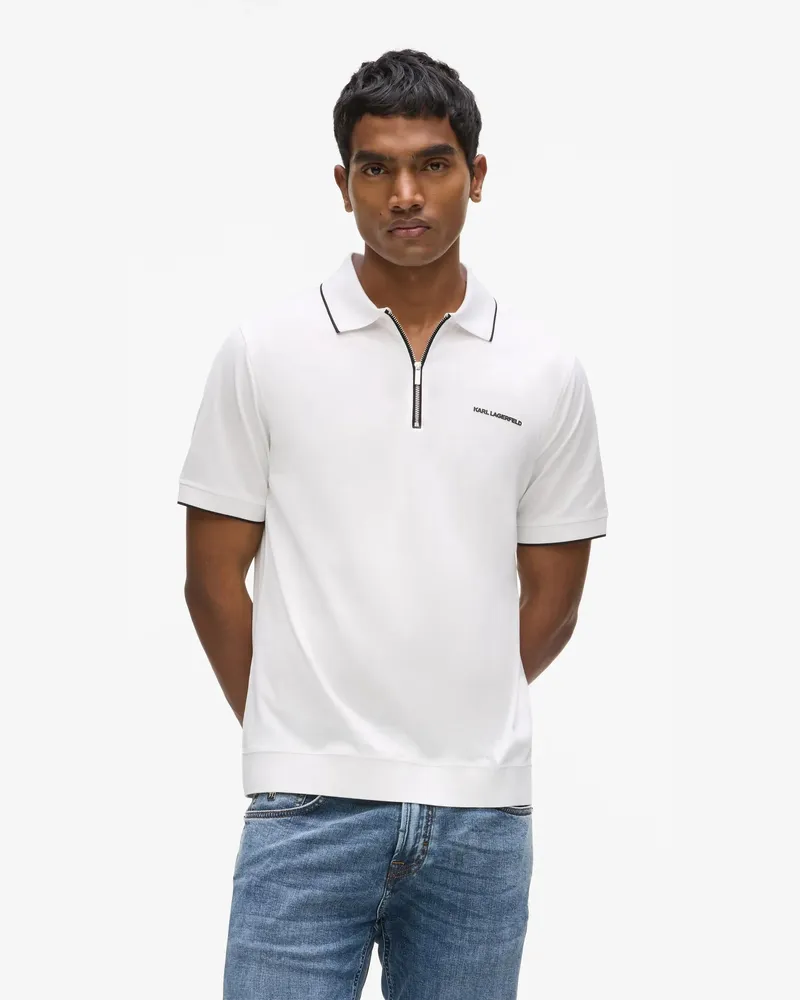 Karl Lagerfeld Poloshirt Mit Reißverschluss, Herren, Weiss, Größe Weiss