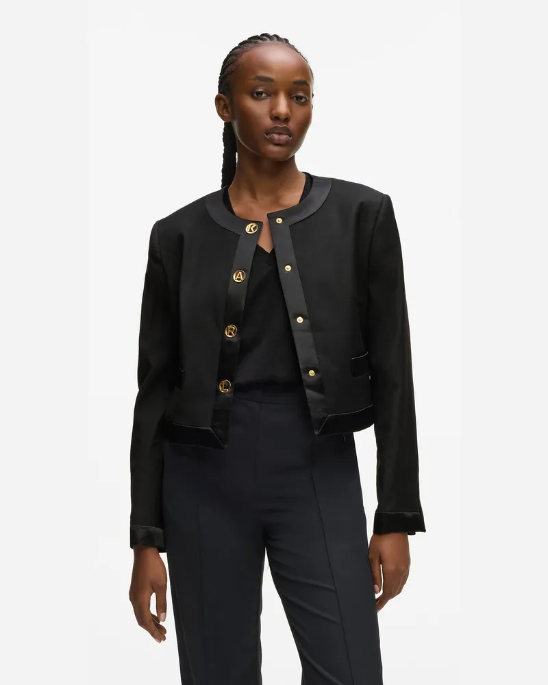 Karl Lagerfeld Karl Dna Jacke Mit Schriftzug, Damen, Schwarz, Größe Schwarz