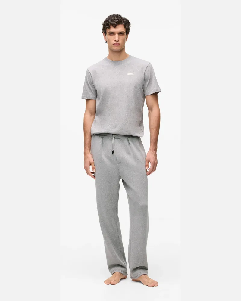 Karl Lagerfeld Loungewear-trainingshose Aus Rippstrick Mit Logo, Male, Mid Grey Melange, Size Grey